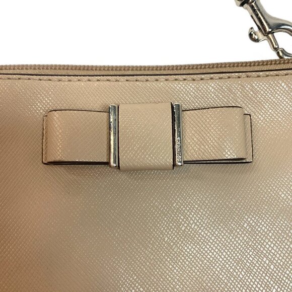 COACH Darcy Bow Small Zip Wristlet Silver/Sand Cross Grain Leather G1481-F51672 - Picture 6 of 9